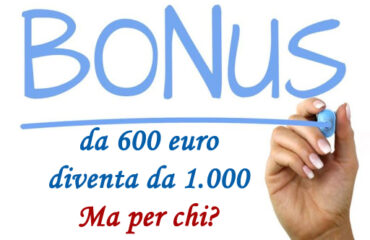 Bonus 600 euro diventa da 1